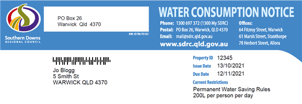 Example of Water Consumption Notice