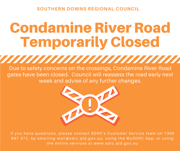 Condamine River Road Closure - 19 Aug
