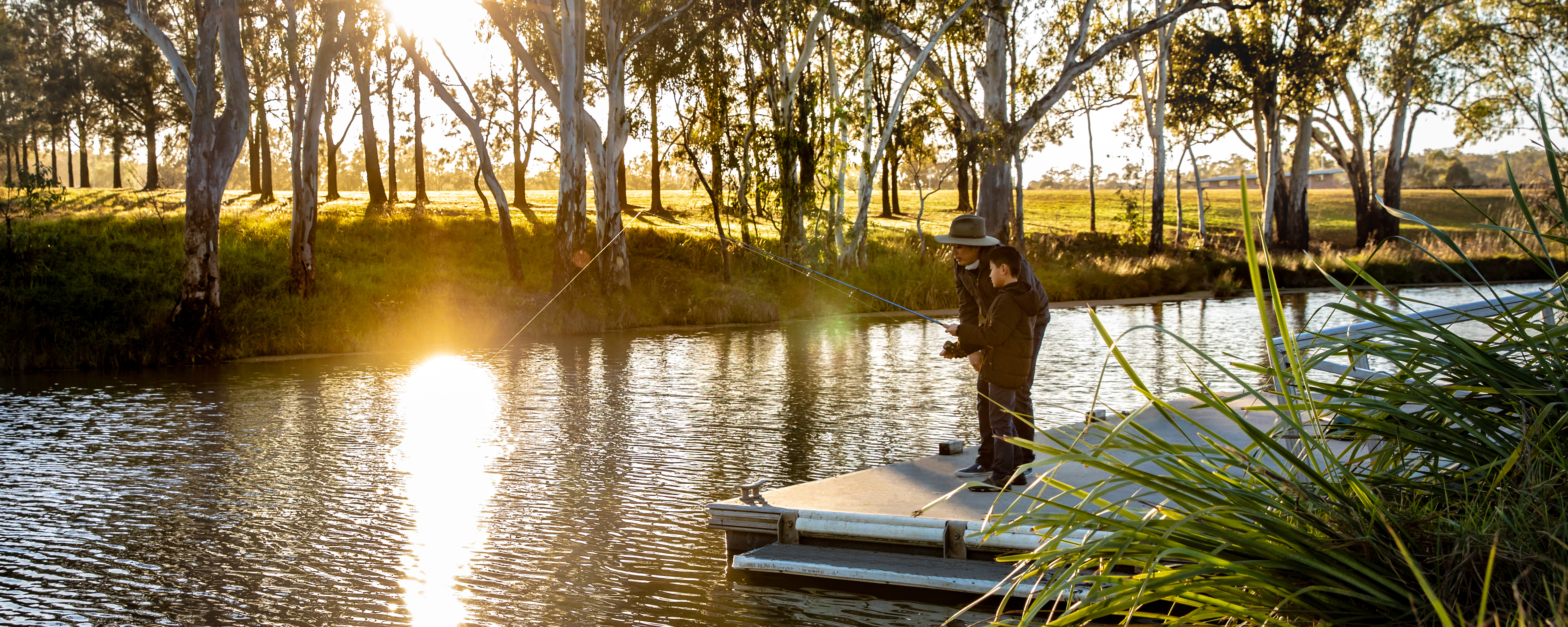 father and son fishing