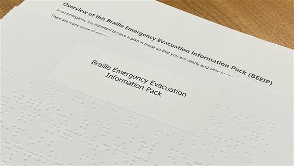 Photo of the Braille Emergency Information Pack