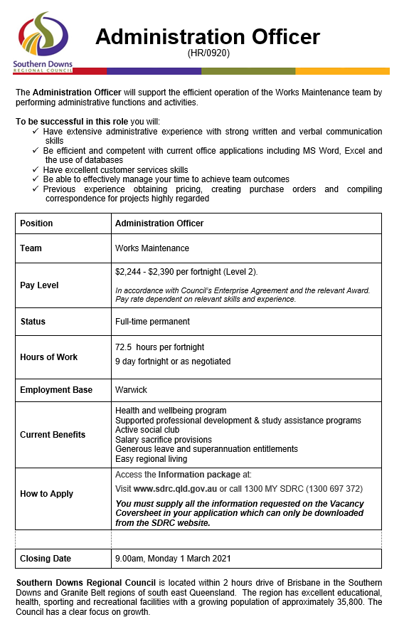 HR0920 Admin Officer Ad