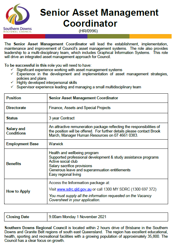Snr Asset Mgmt Coord